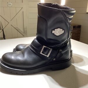 Harley-Davidson Black Leather Harness Motorcycle Boots